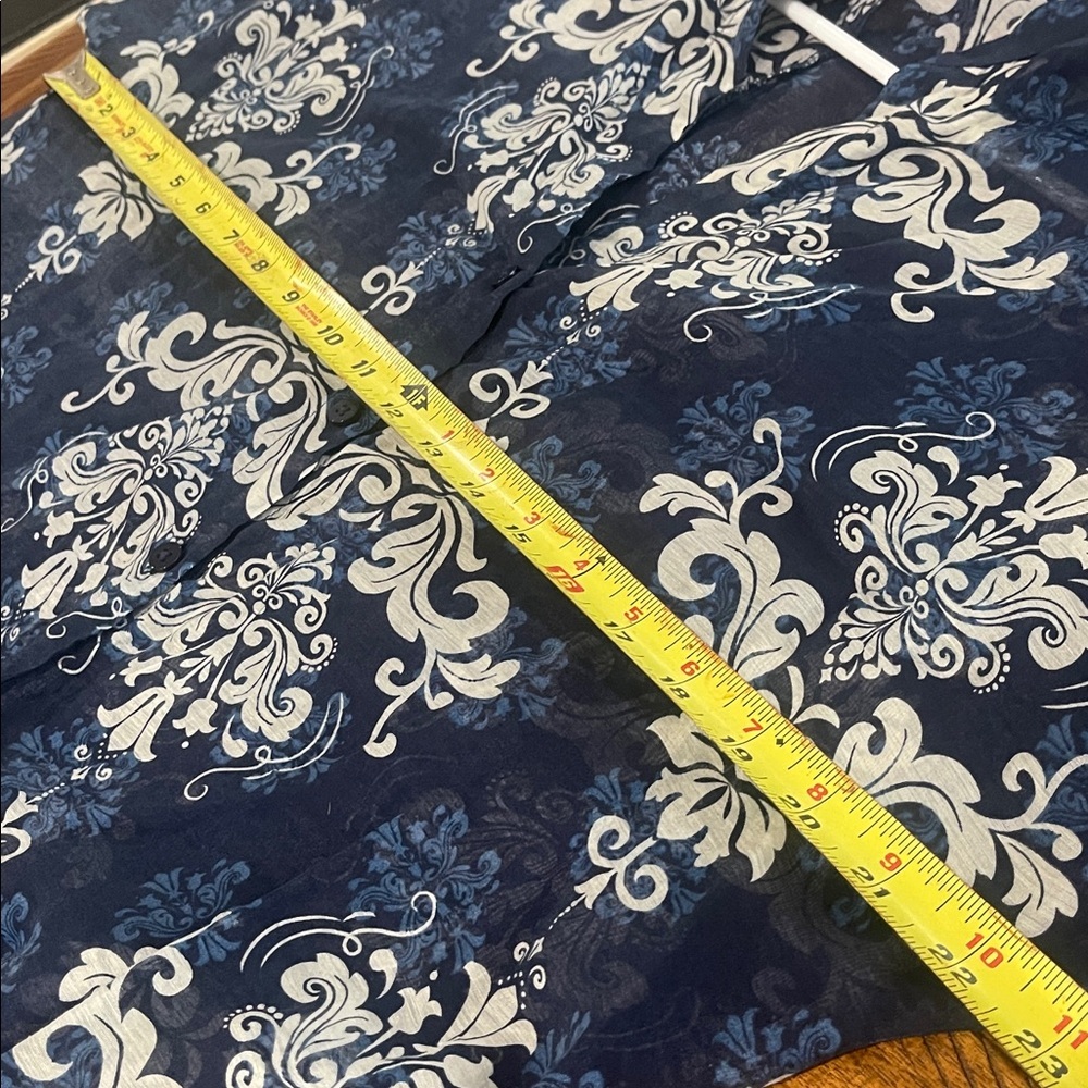 Halogen long sleeve blue sheer paisley button front tie waist top blouse Small - Picture 9 of 16